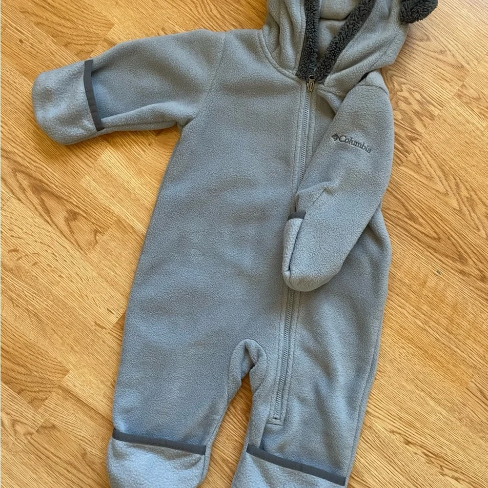 Columbia Fleece Baby Bunting Cozy Gray Kids One Piece